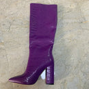 Botas hasta la rodilla de piel sintética para mujer, zapatos de tacón grueso largo con punta en pico, talla 41 42 43, para invierno, 2022