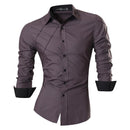jeansian Spring Autumn Features Shirts Men Casual Long Sleeve Casual Male Shirts Zipper Decoration (No Pockets) Z015