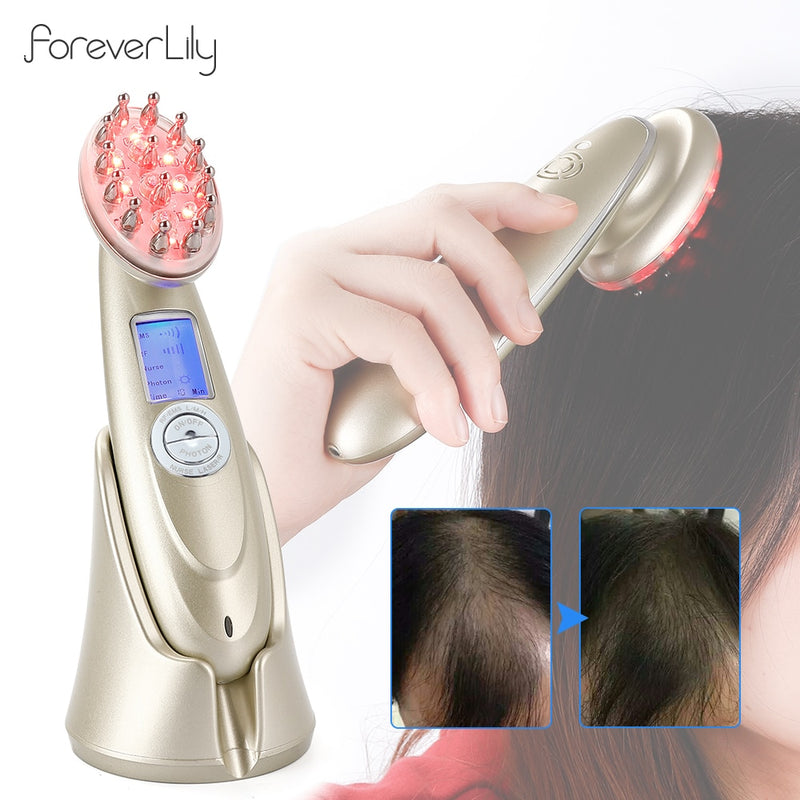 Peine láser eléctrico para el crecimiento del cabello, masajeador de vibración RF EMS infrarrojo, microcorriente para el cuidado del cabello, tratamiento para la pérdida del cabello, crecimiento del cabello