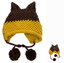 BomHCS Cute Fox Ears Beanie Winter Warm 100% Gorro de punto hecho a mano