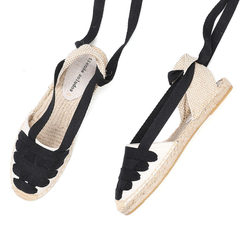 Sandalias de alpargatas con cordones para mujer, zapatos 2022 Sapatos Mulher, recién llegados, correa en T de cáñamo plana con goma abierta Sapato Feminino
