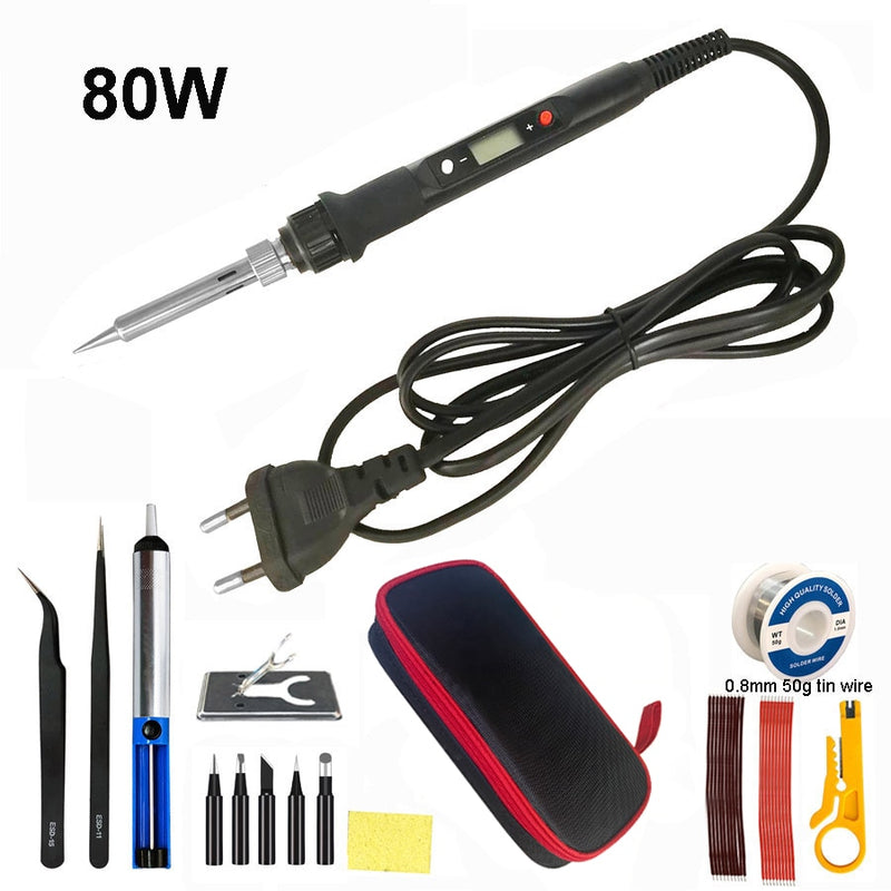 80W Digital Electric Soldering Iron 220V 110V Temperature  Adjustable LCD display Solder welding iron tool kit  Tips 60W/80W