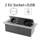 Desktop Socket Table Outlet 2 3 DE EU FR Socket With USB Charging Slow Pop Up Black Silver Aluminum Alloy Cover For Meeting Room