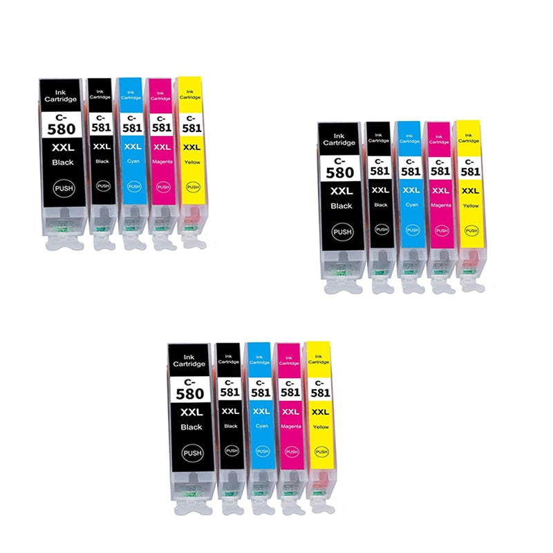 580XXL 581XXL Ink Cartridge Replacement for Canon PGI-580XXL CLI-581XXL PGI 580 XXL CLI 581 XXL 5-PACK PGBK/BK/C/M/Y