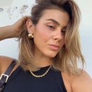 Titanio con oro de 18 quilates Geo Wide Declaración Pendientes de gota Vestido de fiesta punk Runway T show Gothic Rare Korean Japan INS Boho Top