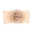 Nishine Soft Stretch Satin Rose Flower Baby Headband Newborn Knot Wide Nylon Headwraps Turban Girls Headwear Kids Photo Props