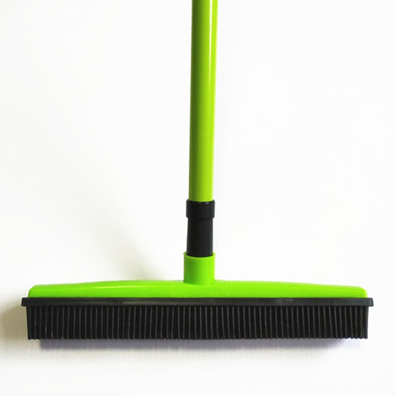 GOALONE Push Broom Soft Bristle Rubber Broom Carpet Sweeper with Squeegee Miracle Broom Pet Hair Removal Household Dust Sweeper
