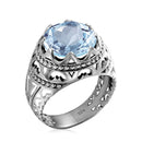 Szjinao Pure 925 Sterling Silver 13*13mm Round Big Sapphire Rings For Men Gemstone Male Punk Vintage Jewellery Dropship Supplier