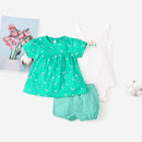 Summer Dresses 2023 Baby Girl Clothing Set Cotton Home For Baby Girl Clothes , 15 Colours Short Unicorn Infant Clothing Suit