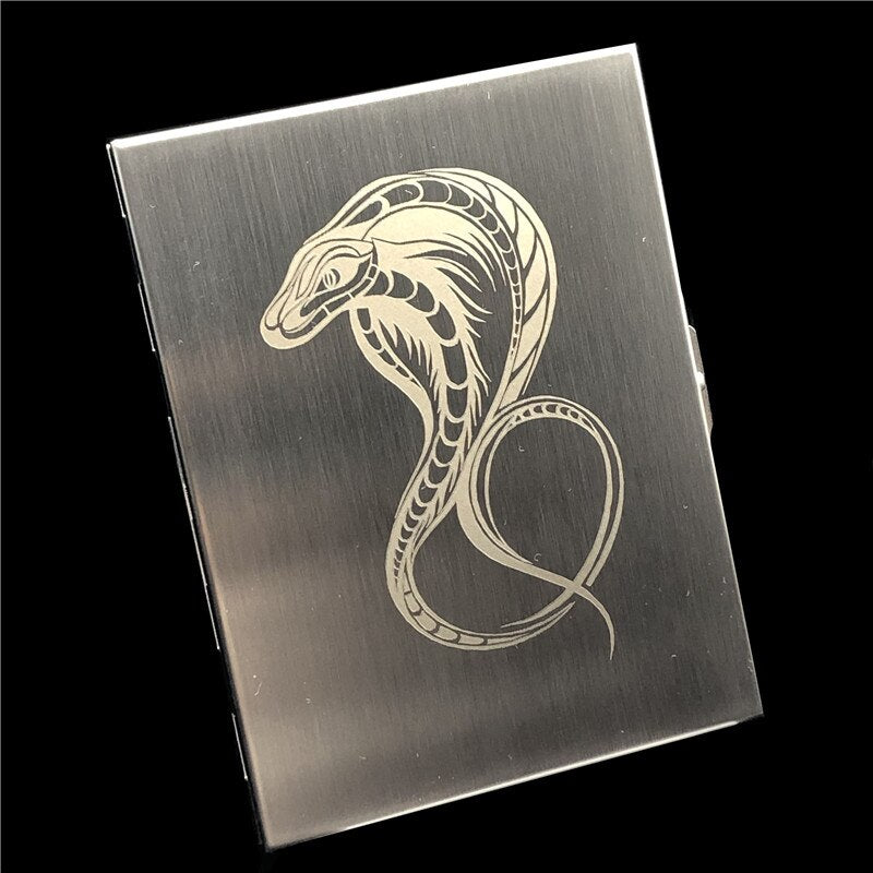 Alalinong Codex Gigas Stainless Steel Cigarette Case Ultra Thin Metal Universal Cigarette Box Wire Drawing Process Smoking Beast