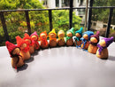 6/12pcs Crochet Wooden Rainbow Dolls in Beanies for Pastel Stackable Blocks Wood Natural Doll in Knitting Hat Montessori Toy
