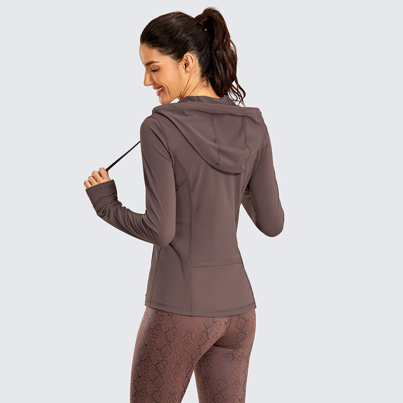 Ropa deportiva Chaqueta deportiva para mujer Chaqueta con capucha y cremallera completa cepillada mate para mujer Abrigos Ropa de abrigo Chaquetas deportivas con capucha para entrenamiento Bolsillos