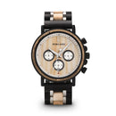BOBO BIRD Reloj de madera para hombre Relojes de madera con estilo de lujo Cronógrafo Relojes de cuarzo Gran regalo para él Caja erkek kol saati OEM
