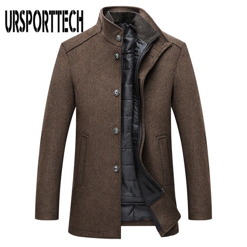 Winter Warm Wollmischung Mantel Herren Dicke Mäntel Topcoat Herren Einreiher Jacken Und Mäntel Mit Verstellbarer Weste Herrenmantel