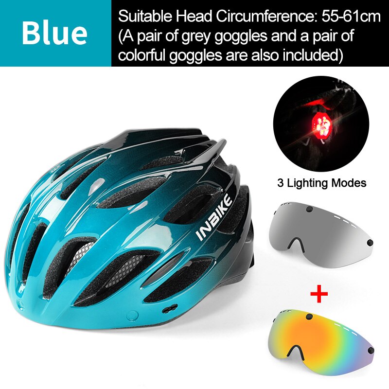 Casco de bicicleta ligero INBIKE, sombrero seguro para hombres y mujeres, casco de bicicleta MTB ultraligero con luz trasera, casco deportivo para montar en bicicleta IH19301