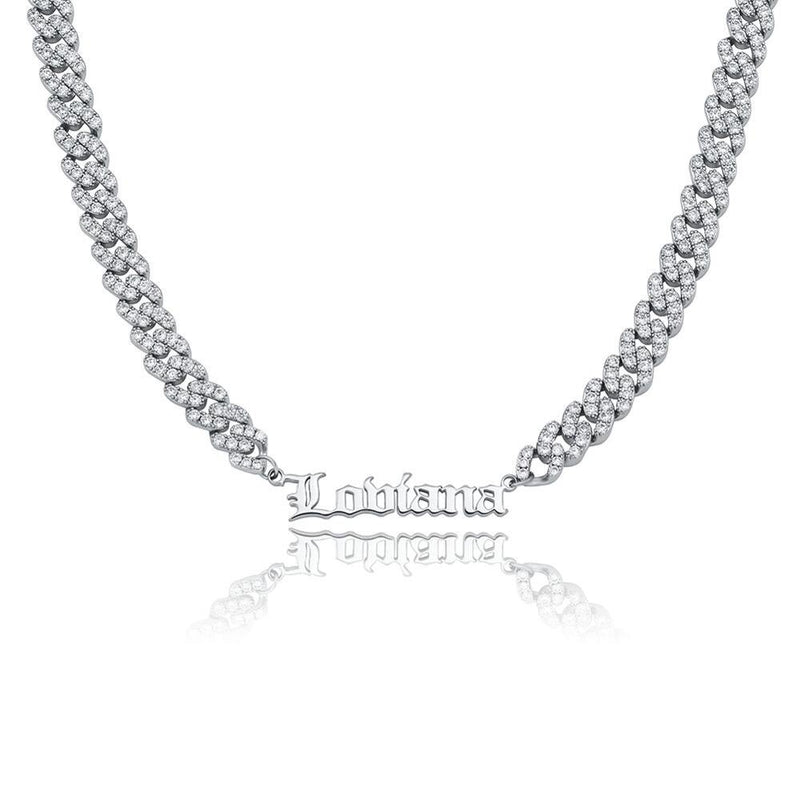 TOPGRILLZ Choker-Halskette mit benutzerdefiniertem Namen, Edelstahl, 26 verschiedene Stile, benutzerdefinierte Halskette mit CZ-Kettenhalskette