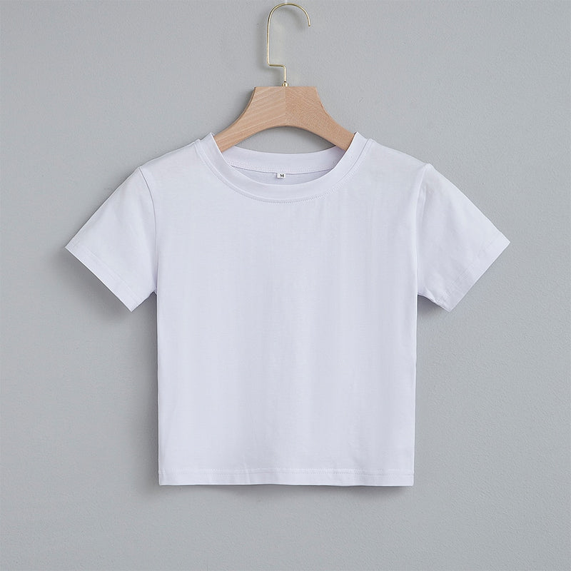 Fashion Cartoon Blue Butterfly Print Crop Top Harajuku O Neck Cropped T Shirt Cute Women T-shirt Gothic Women Tshirt Streetwear