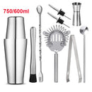 UPORS Stainless Steel Cocktail Set 550ml/750ml Cocktail Shaker Set with Muddler Jigger Bar Spoon Ice Tong Bartender Kit Bar Set