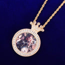 Bubble Letter Custom Foto Halskette für Herren Bild Erinnerung Krone Micro Pave Anhänger Vergoldet Hip Hop Rock Schmuck