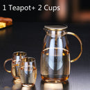 1.8L Colorful Glass kettle Heat-resistant Explosion-proof Large-capacity Teapot Fruit Juice Jug Drinkware Glass Pot Teacups set