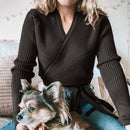 Autumn Winter Knitted Sweater Women V-neck Slim Pullovers Sweater Ladies Wrap Sweaters Female Casual Sweater Jumper