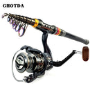 Carbon Fiber Spinning Fishing Rod and 13BB Fishing Reel Combo Telescopic Fishing Pole Spinning Reel Kit
