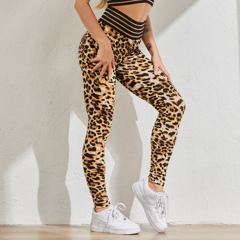 Mallas sexis de leopardo para mujer, mallas de entrenamiento de realce, mallas de leopardo de cintura alta para mujer, mallas deportivas elásticas en 3 colores