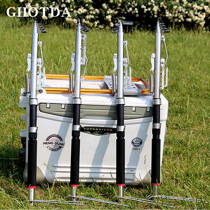 GHOTDA New Foldable Automatic Double Spring Angle Fishing Pole Tackle Bracket Anti-Rust Steel Fishing Bracket Rod Holder Fish Ta