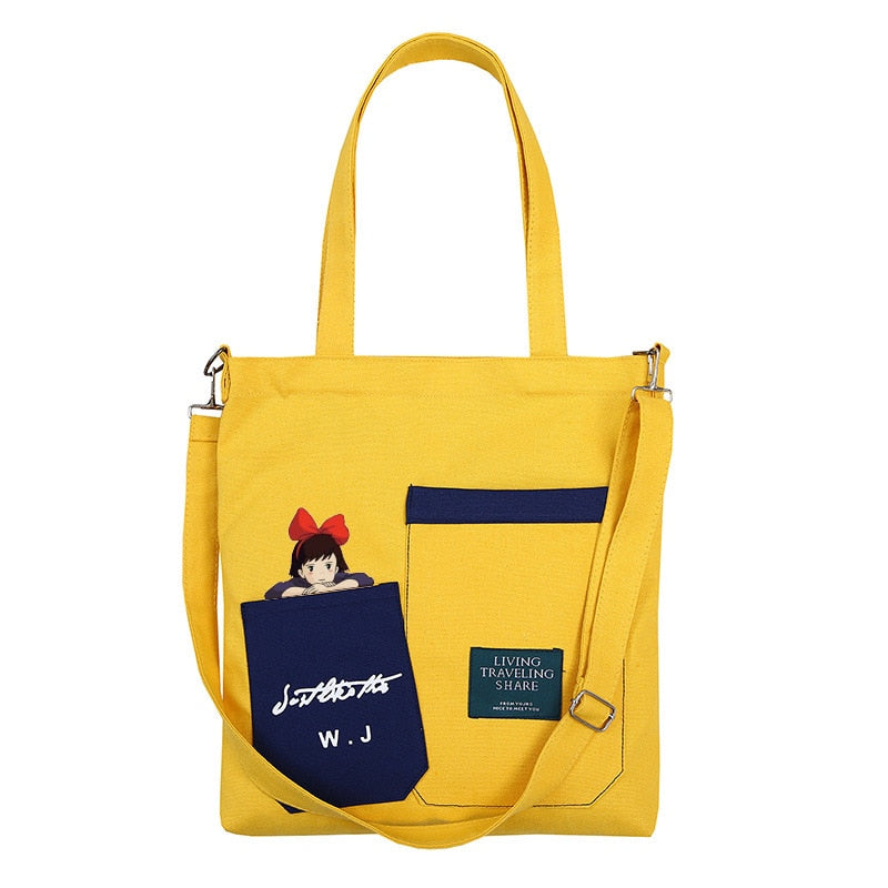 Anime Kikis Lieferservice Canvas Umhängetasche Große Kapazität Handtaschen Damen Taschen Lady Tote Shopping Umhängetaschen