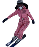New Shiny Silver Gold One-Piece Ski Suit Women Winter Windproof Skiing Jumpsuit Snowboarding Suit Female Snow Costumes