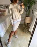 Conjunto informal de dos piezas para mujer, sudadera elegante con capucha y falda acampanada Harajuku, conjunto de dos piezas con bolsillo delantero, novedad de 2022