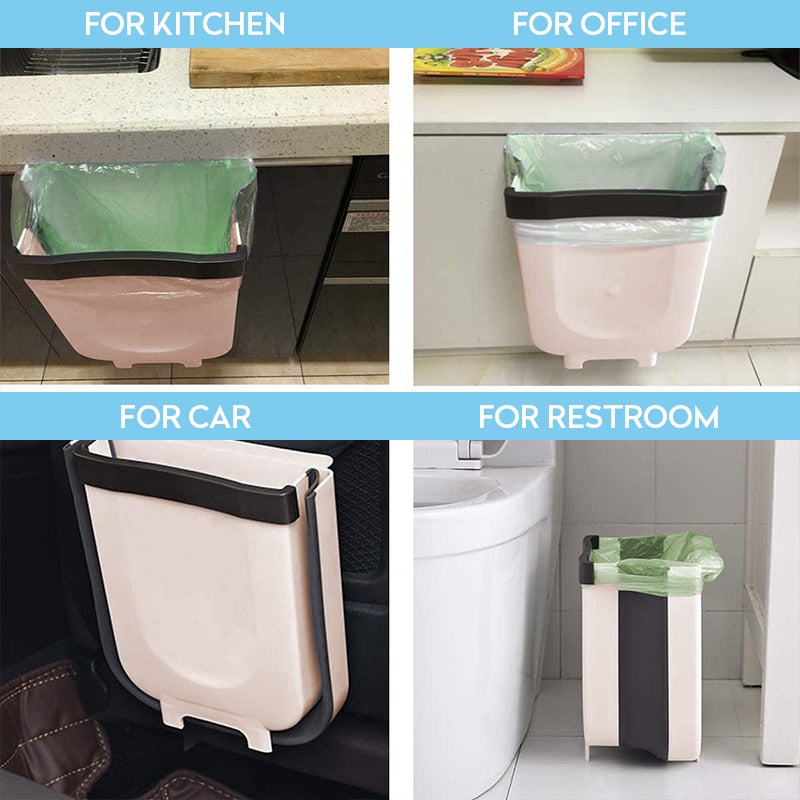 Kitchen Folding Trash Can Car Recycle Bin Trash Bin Kitchen Dustbin Garbage Rubbish Bin Garbage Can Waste Bin For Kitchen