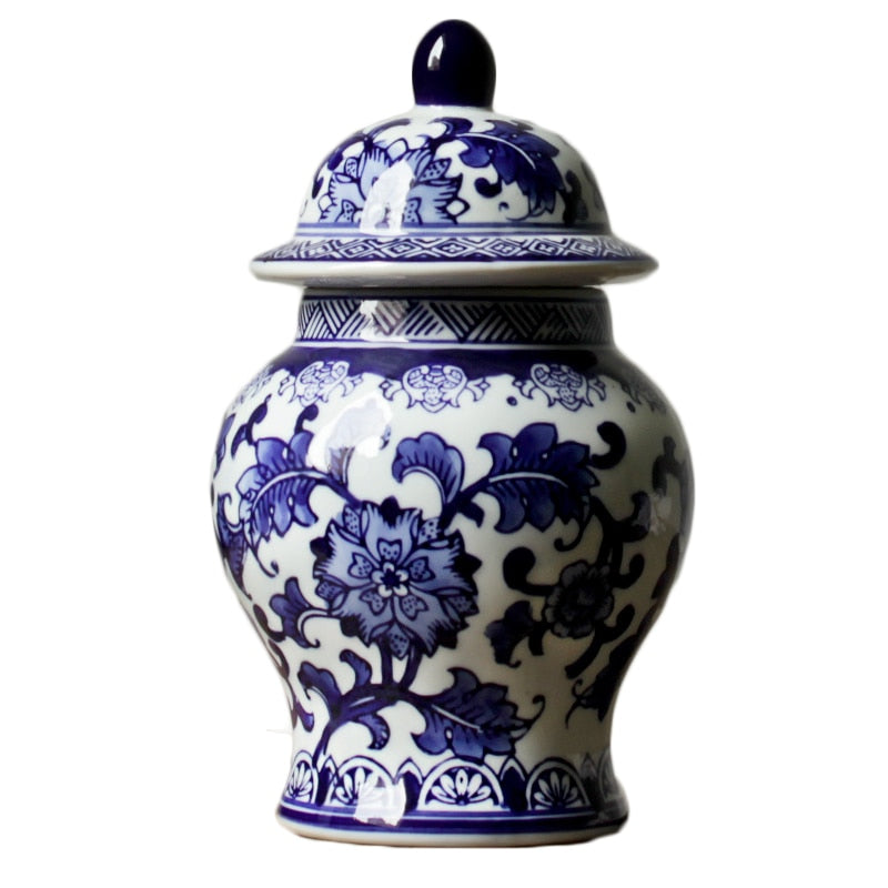 Porcelana Jingdezhen pintada a mano, tanque general de porcelana azul y blanca, nueva decoración china, decoración clásica para el estudio del hogar