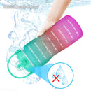 Quifit Gallon 2L Water Bottle with Straw 3.8 &amp; 2 Litre Large Capacity Tritan BPA Free Motivational Quote Time Marker 2000ml Jug