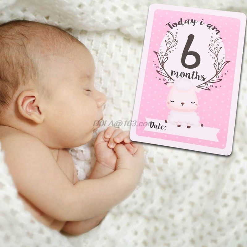 Juego de 12 hojas de tarjetas para compartir fotografías de bebés, tarjetas de edad para bebés, tarjetas de hitos para bebés, tarjetas de fotos para bebés, accesorios para fotos de recién nacidos