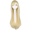 QQXCAIW Long Straight Cosplay Red Black Puprle Pink Blue Sliver Gray Blonde White Oragen Brown 80 Cm Synthetic Hair Wigs