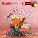 Classic Block City Street View Idea Sakura Inari Shrine Bricks Friends Cherry Blossom House Tree Building Blocks Toys Kids Gift