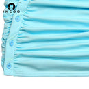 INGOO Pleated Slim Turn-Down Collar Shirt Dress Women Casual Long Sleeve Button Up Mini Dresses Bodycon Solid Elegant Streetwear