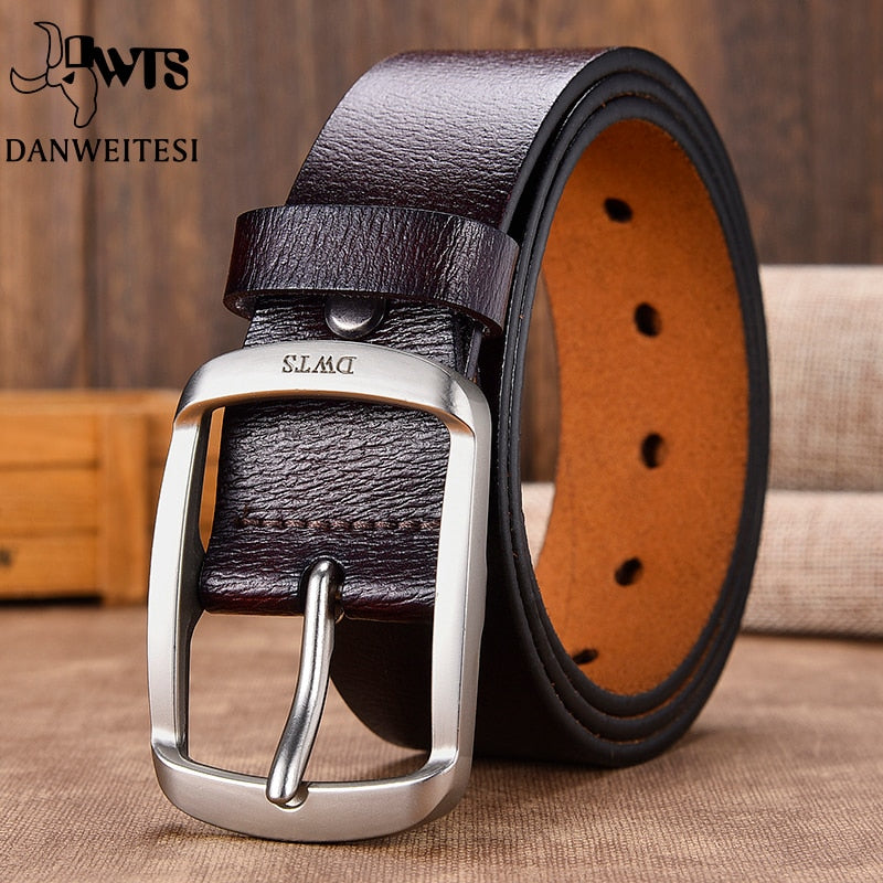 [DWTS]Leather Belts for Men Belt male Genuine Leather Strap Designer Pin Buckle Fashion Belts Male Cummerbunds Ceinture Homme