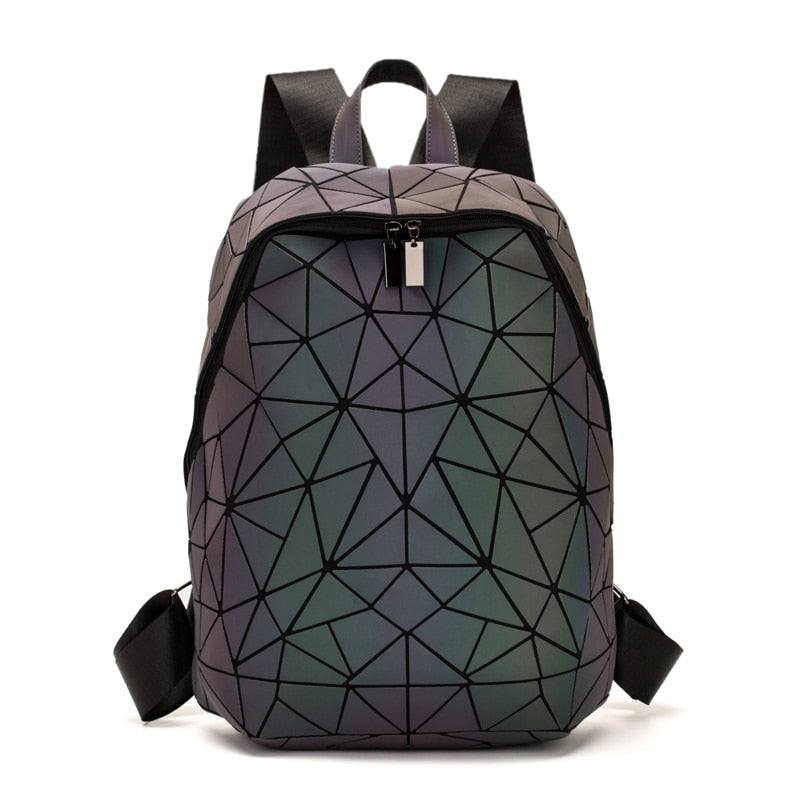 Conjunto de mochilas para mujer, mochila luminosa geométrica, bolso escolar, mochila de viaje noctilucente holográfica, mochila para estudiante femenina 2021