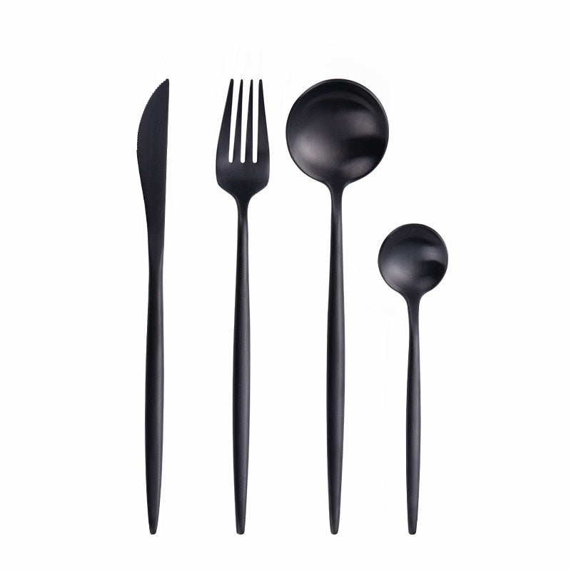 4 Stücke Edelstahl Grün Gold Besteck Essstäbchen Buttermesser Dessertlöffel Abendessen Gabel Teelöffel Geschirr Set