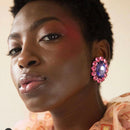 Pauli Manfi New Fashion Women Rhinestone Multicolor Earrings Elegant Ladies Personality Super Large Stud Earrings