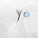 Modian Bunter Kristall Süßer Meerjungfrauenschwanz Offener Verstellbarer Echter 925 Sterling Silber Ring für Frauen Originaler Feiner Schmuck