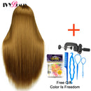 Mannequin Head With 100% High Temperature Fiber Hair 65cm Bride Hairdressing Training Wig Head With Stand Cosmetology Doll Head