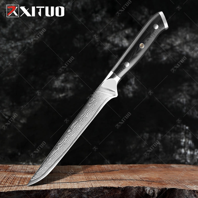 XITUO Damaskus Kochmesser 1-8 STÜCKE Professionelle Japan Sankotu Cleaver Bone Messer Utility Kiritsuke Schälmesser Küchenmesser Kochen