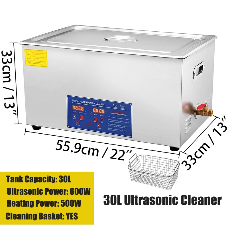 30L Stainless Steel Digital Ultrasonic Parts Cleaner Sonic Cleaning Equipment