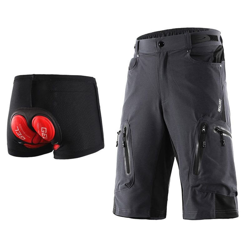 ARSUXEO, pantalones cortos de ciclismo para deportes al aire libre para hombre, pantalones de descenso MTB, pantalones cortos para bicicleta de montaña, pantalones cortos resistentes al agua, ajuste holgado 1202