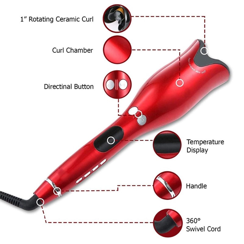 Portable Curling Iron Automatic Hair Curler Electric Ceramic Heating LCD Display Rotate Wave Styler Curling Iron Machine