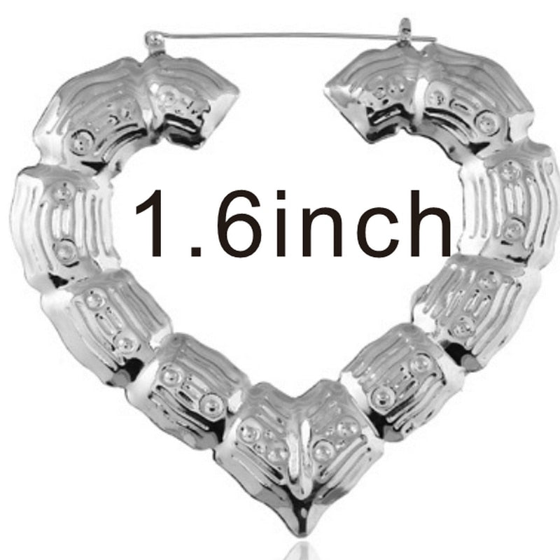 Customizable Customize name heart Bamboo Hoop Earrings For Women Jewelry  Statement custom plate Earrings Accessories Hot Sale