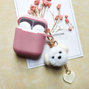 Cute Korean Pearl Silicone Case for Apple Airpods 1 2 Case Accessories Wireless Earphone Protective Cover Cherry Dog Key Ring